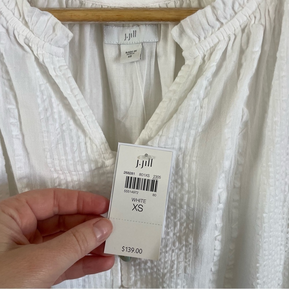 NWT J. Jill Tiered Button Front Dress Ruffle Details White Size XS - Picture 9 of 12